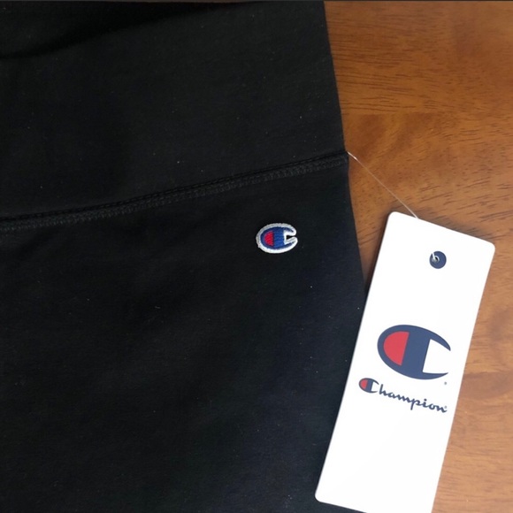 Champion High Rise Leggings Black Logo High Waisted Tights NEW - Picture 4 of 5